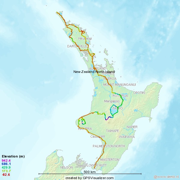 GPS Track Neuseeland Nordinsel