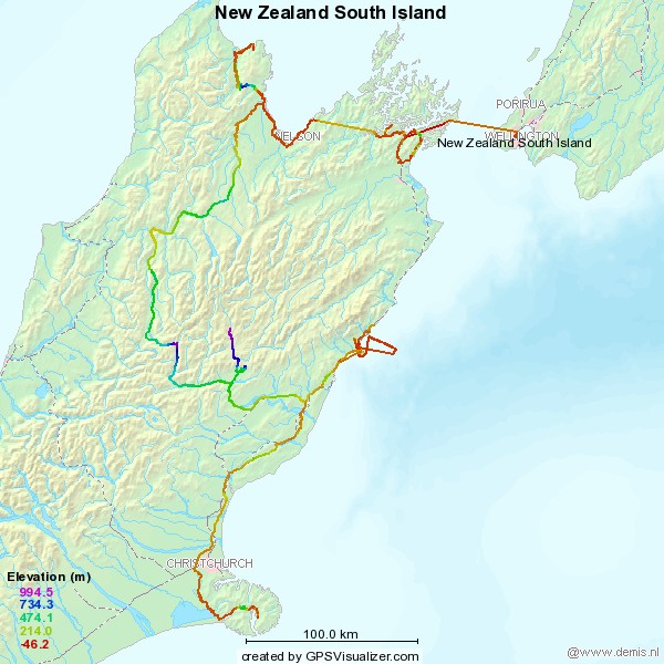 GPS Track Neuseeland Südinsel