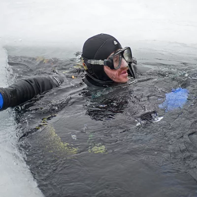 Diver in Icehole