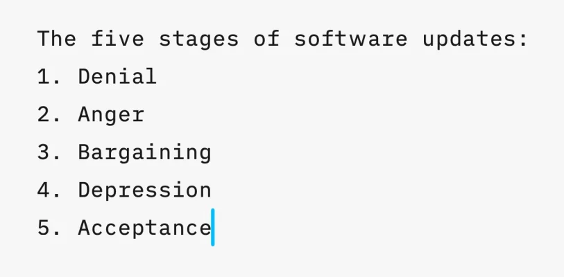 Five stages of software updates