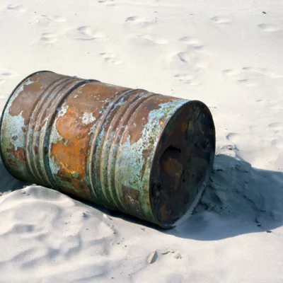 Barrel on a beach