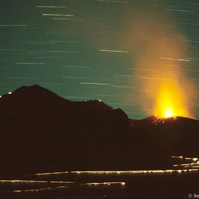 Sternspuren mit Vulkan